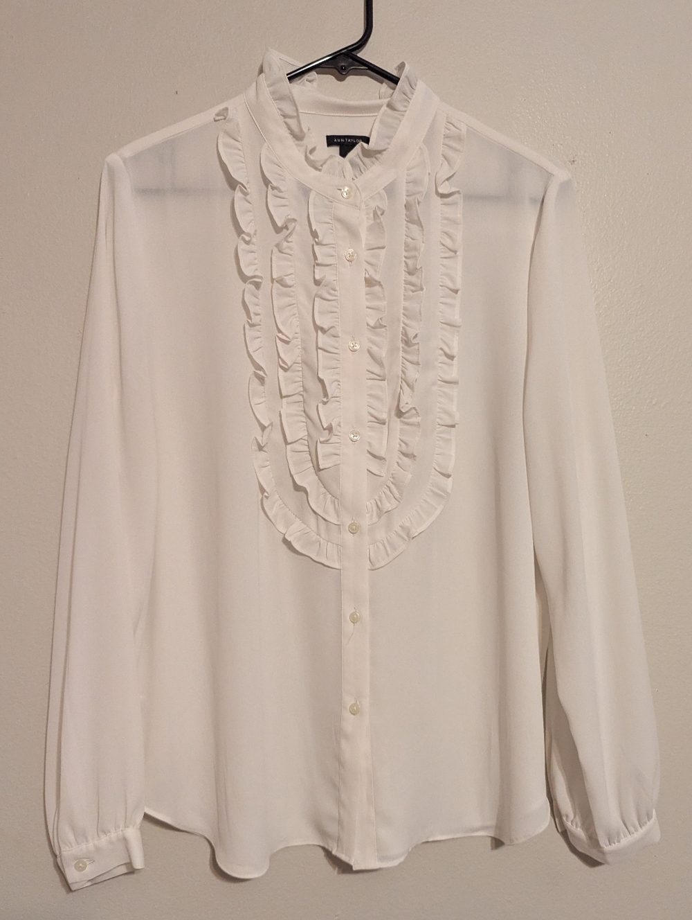 Ann Taylor Ruffle Button Down Blouse